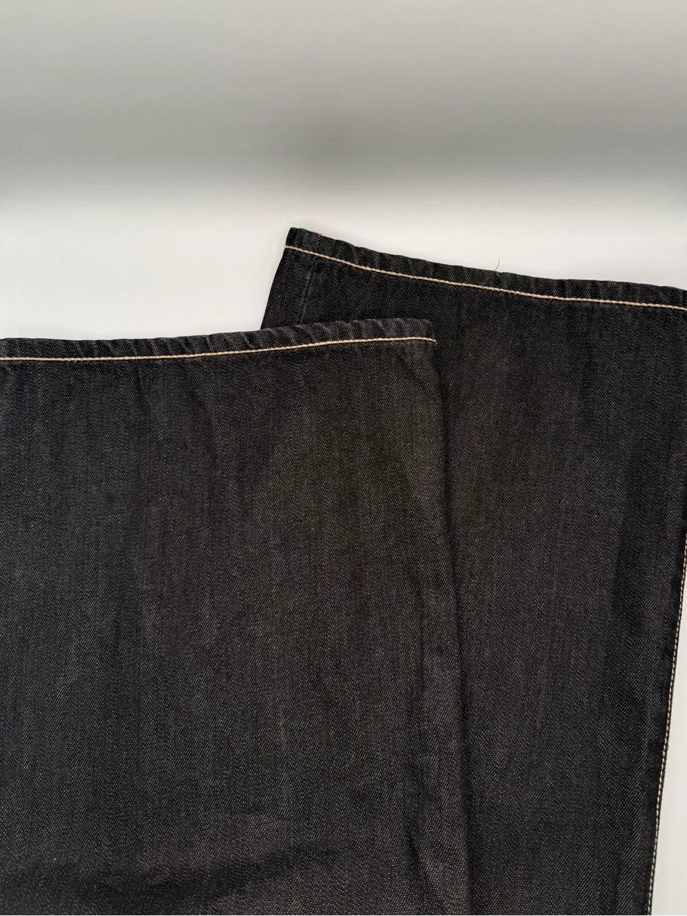 Vintage COOGI Black Denim Orange Embroidered Spell Out Baggy Hip Hop Jeans